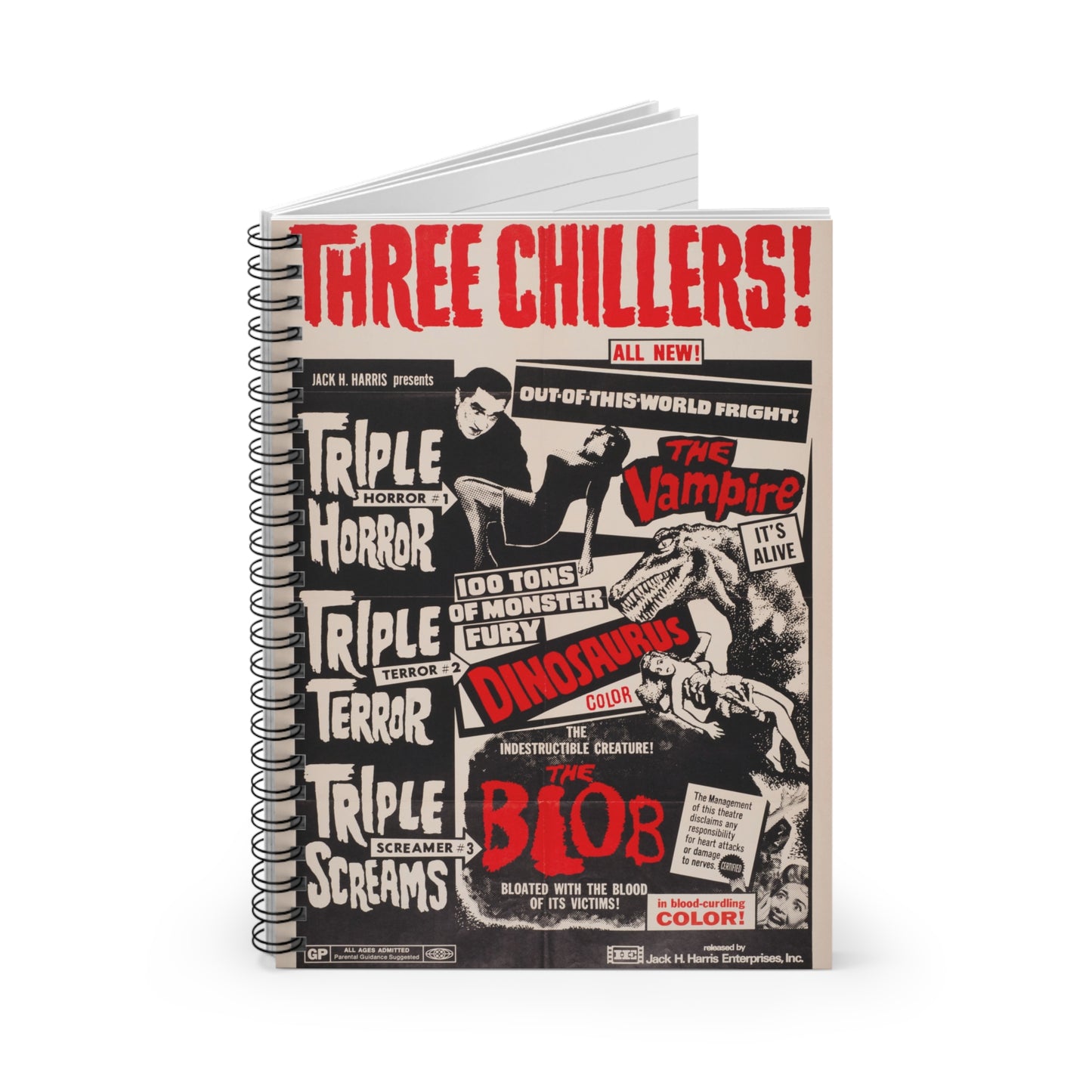 Three Chillers - Vintage Movie Poster Notebook