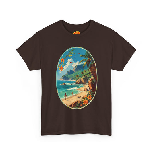 Vintage Style Tropical Surf Scene T-Shirt *Multiple Colors*