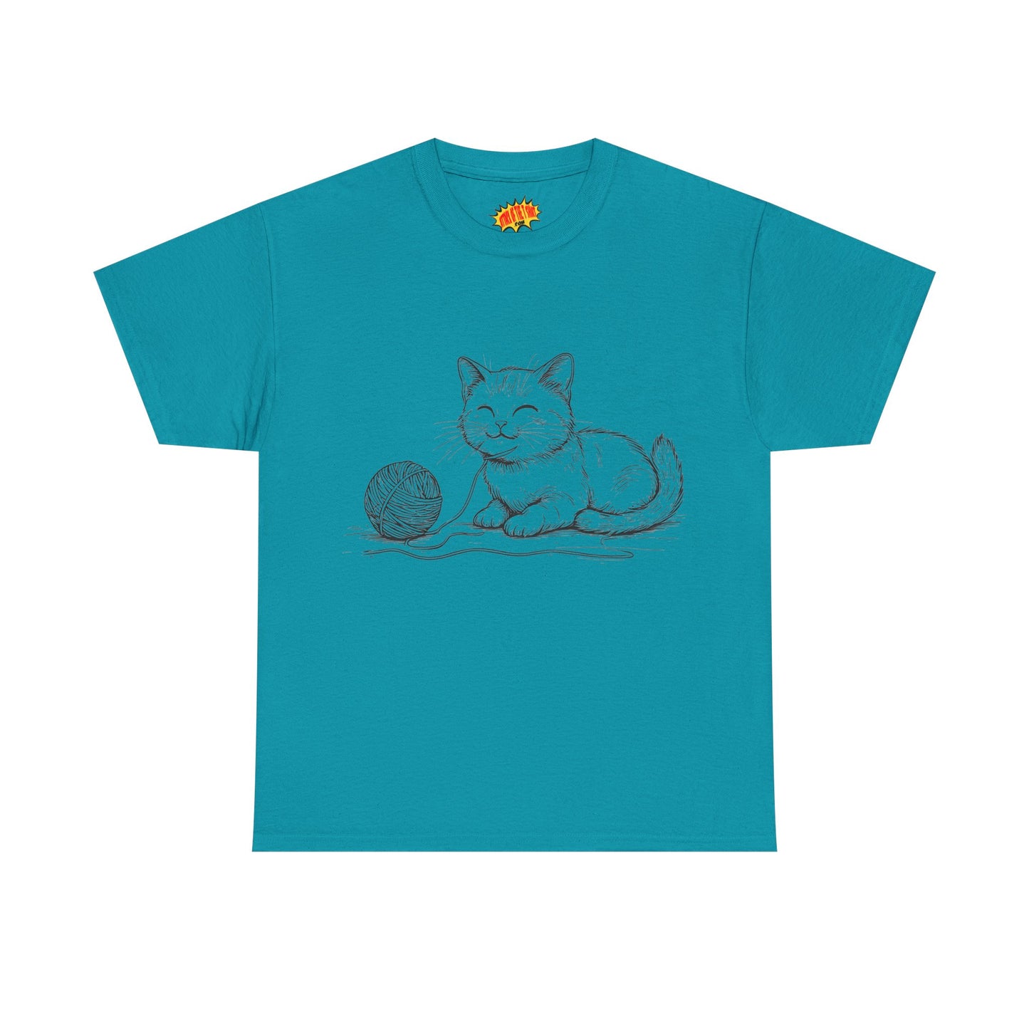 Cat w/Yarn Ball Line Drawing Tee Shirt *Multiple Colors*