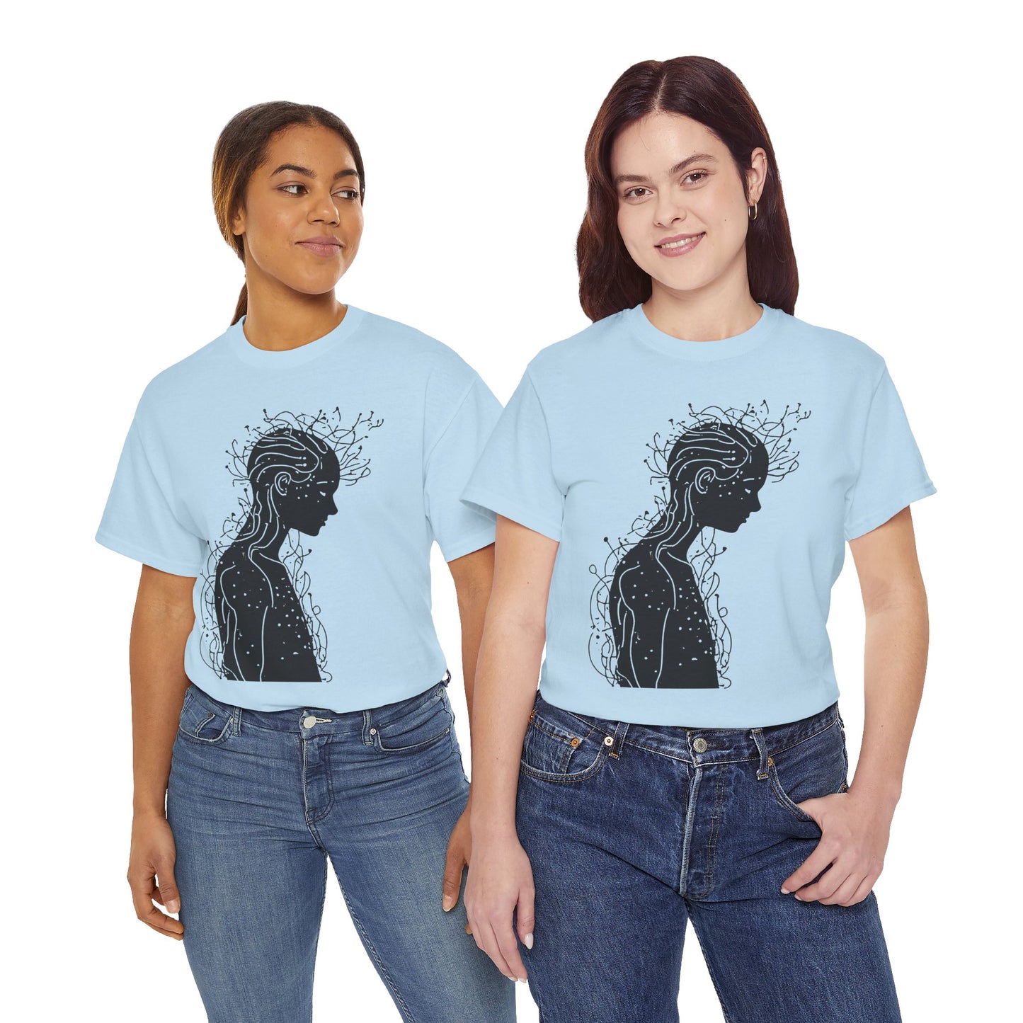 Human Silhouette Line Drawing Graphic Art Tee Shirt *Multiple Colors*