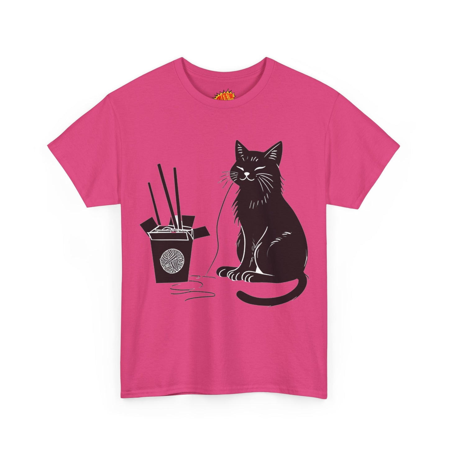 Black Cat w/Takeout Yarn Art Tee Shirt *Multiple Colors*