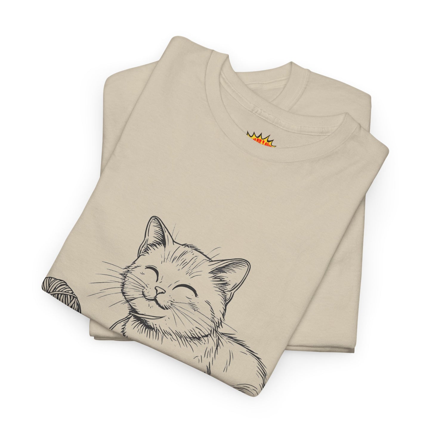 Cat w/Yarn Ball Line Drawing Tee Shirt *Multiple Colors*