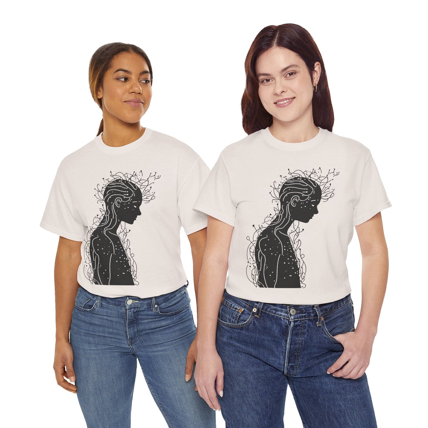 Human Silhouette Line Drawing Graphic Art Tee Shirt *Multiple Colors*