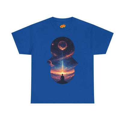 Cosmic Meditation w/Planet Space Graphic Art Tee Shirt