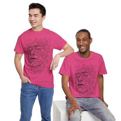 Human Face Line Drawing Portrait Graphic Art Tee Shirt