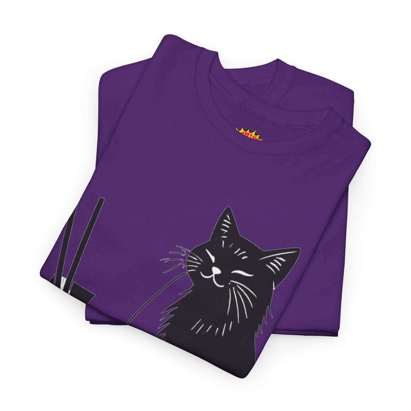 Black Cat w/Takeout Yarn Art Tee Shirt *Multiple Colors*