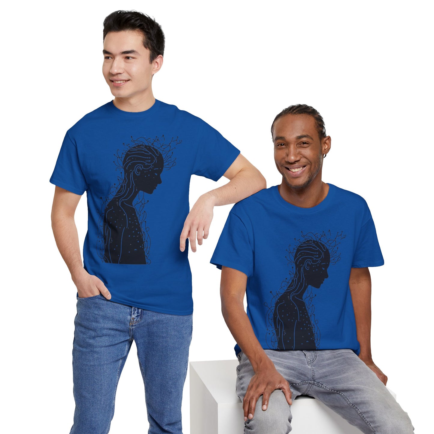Human Silhouette Line Drawing Graphic Art Tee Shirt *Multiple Colors*
