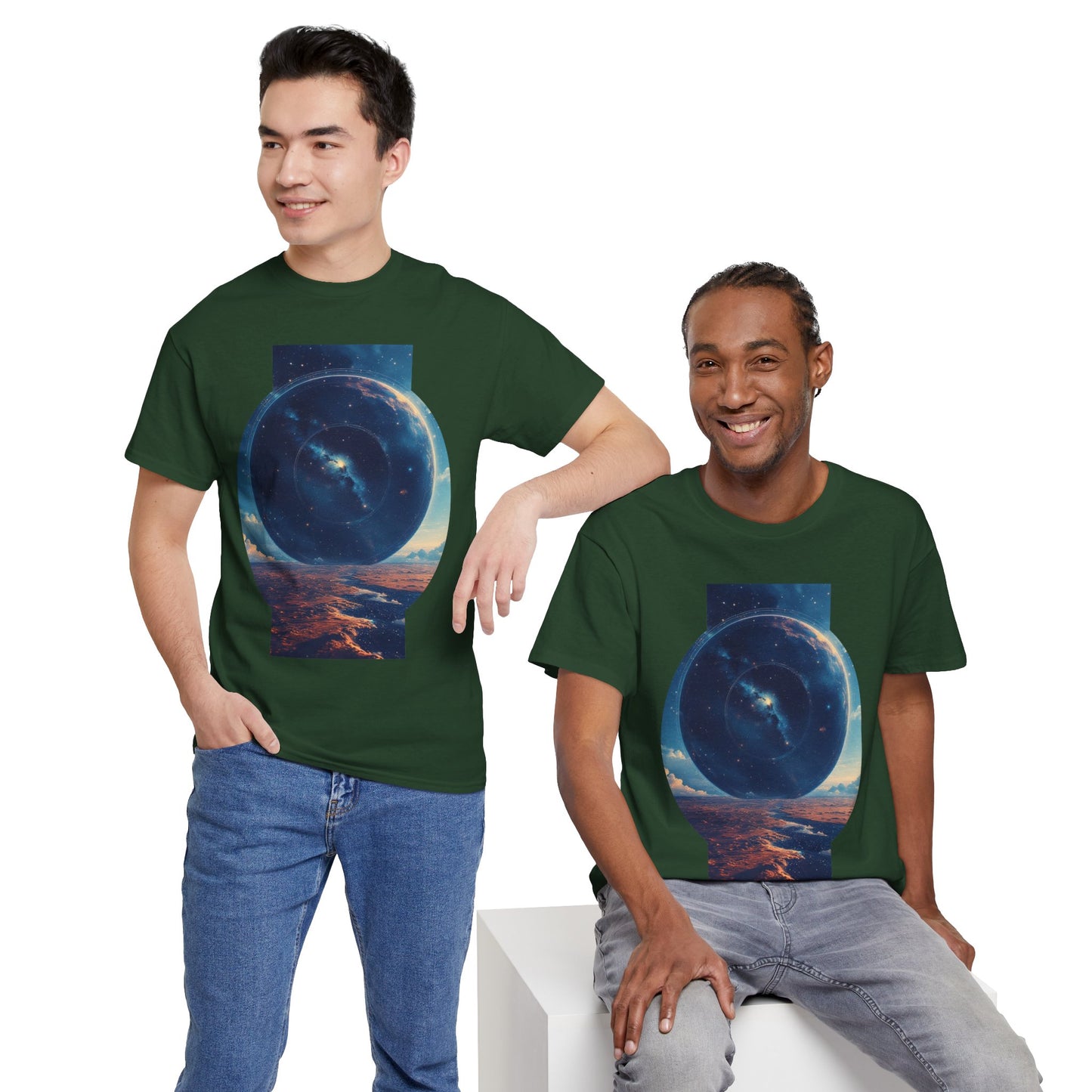 Round Galaxy Space Graphic Art Tee Shirt *Multiple Colors*