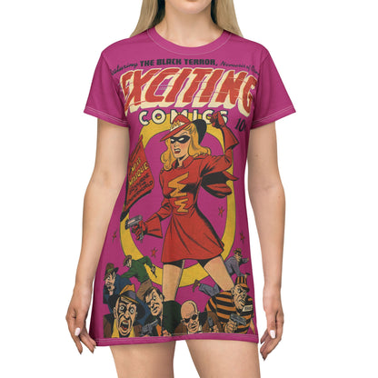 Exciting Comics #53 feat. Miss Masque T-Shirt Dress Pink