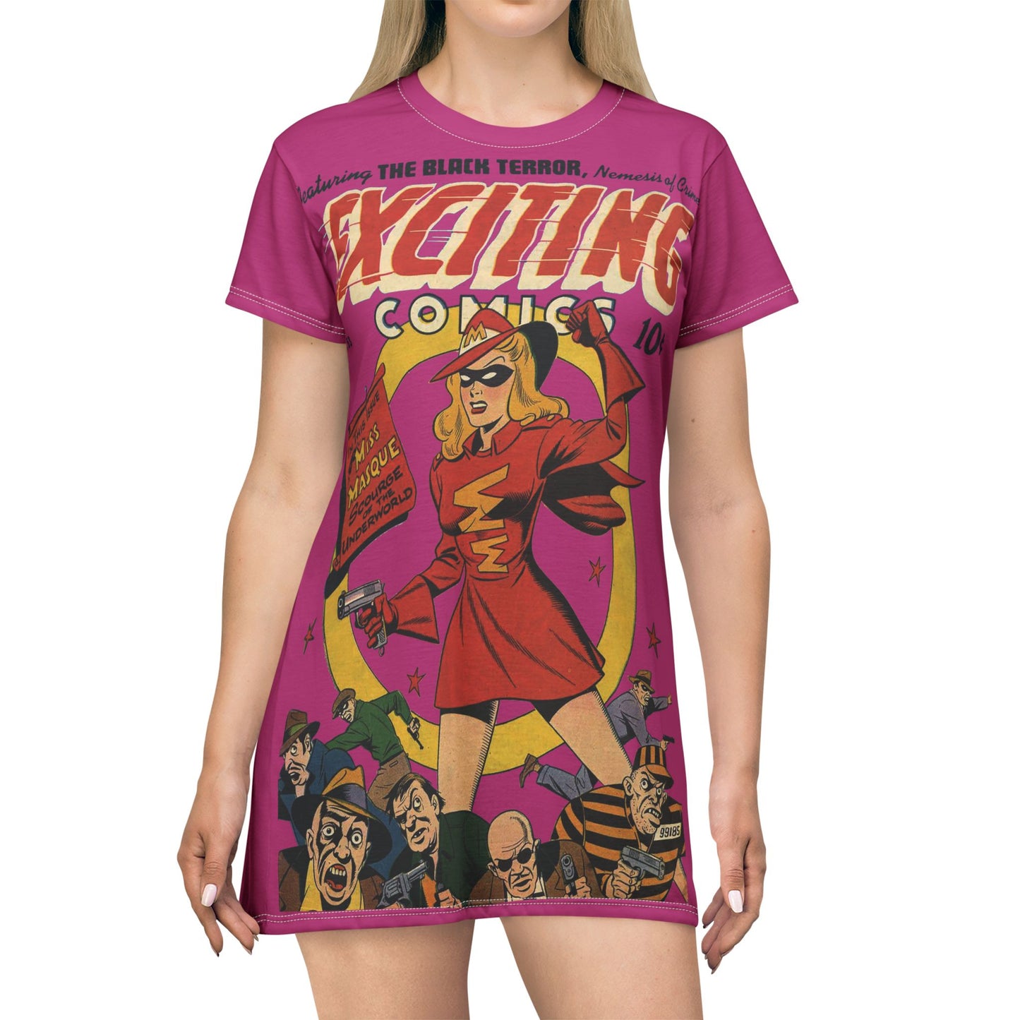 Exciting Comics #53 feat. Miss Masque T-Shirt Dress Pink