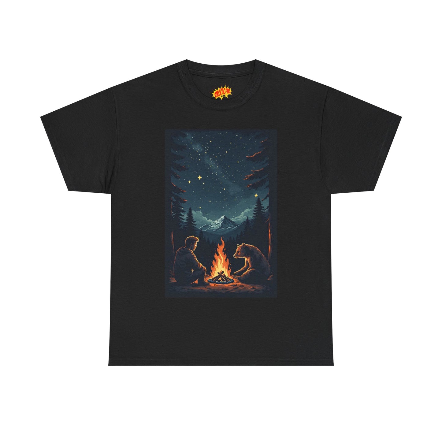 Mountain Man w/Bear Campfire Scene T-Shirt *Multiple Colors*