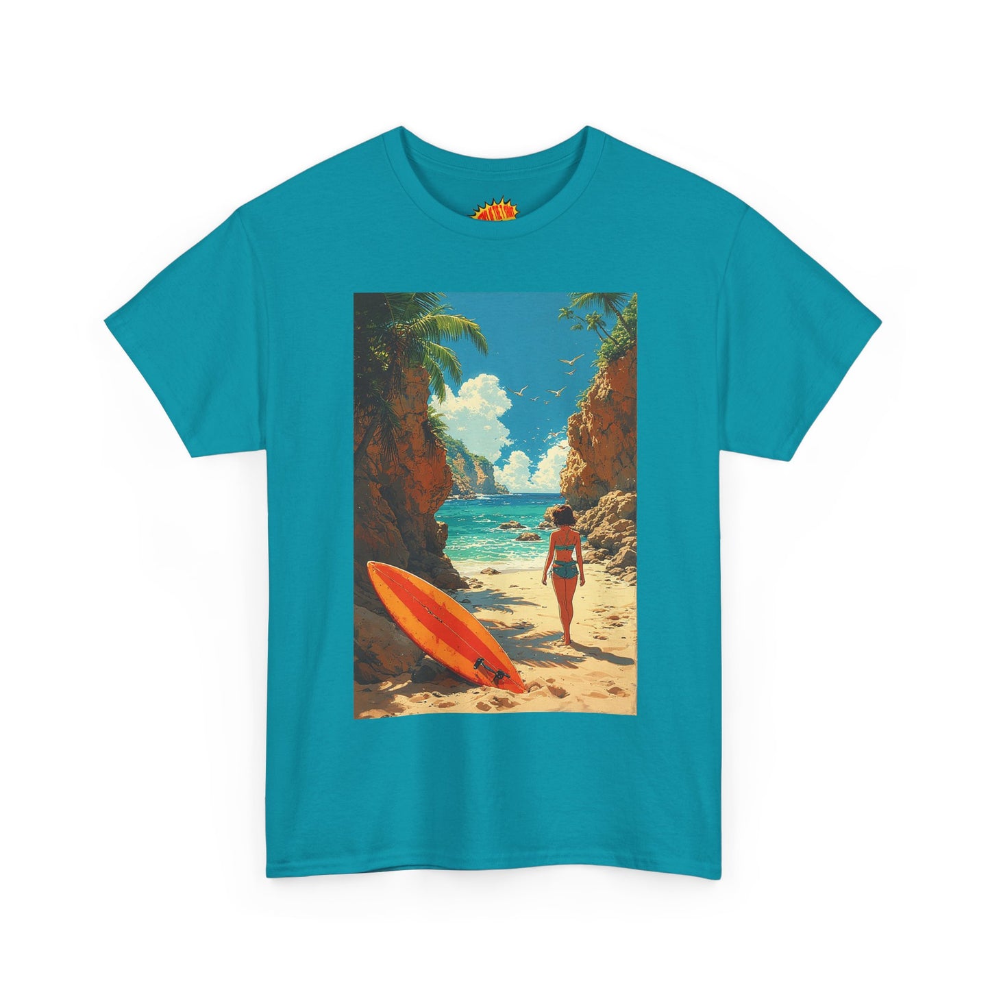 Modern Style Tropical Beach Scene T-Shirt *Multiple Colors*