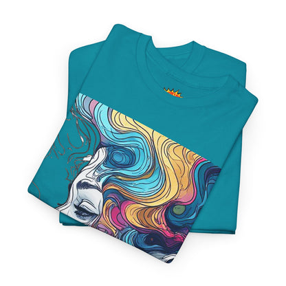 Face w/Color Hair Graphic Art Tee Shirt