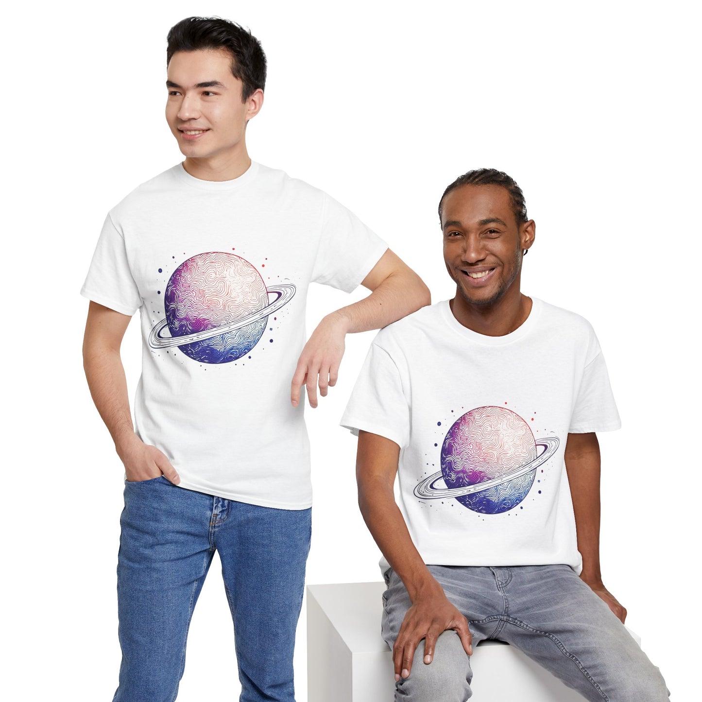 Space Art Ringed Planet Graphic Tee Shirt *Multiple Colors*