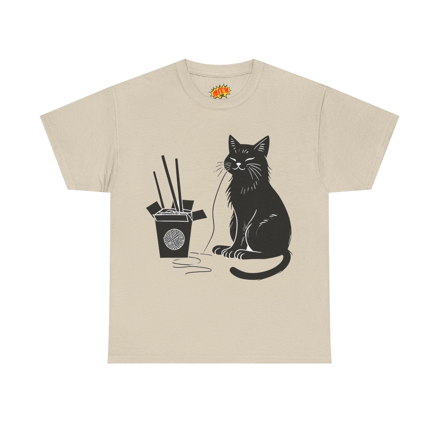 Black Cat w/Takeout Yarn Art Tee Shirt *Multiple Colors*