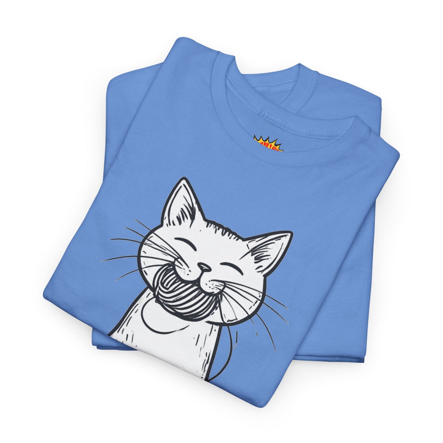 Cat w/Yarn Ball Takeout Art Tee Shirt *Multiple Colors*