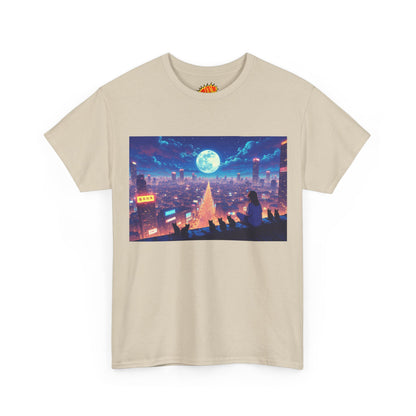 Anime Neon Night Cityscape w/Cats T-Shirt