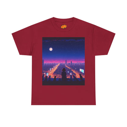 Anime City Full Moon Scene w/Girl & Cats T-Shirt