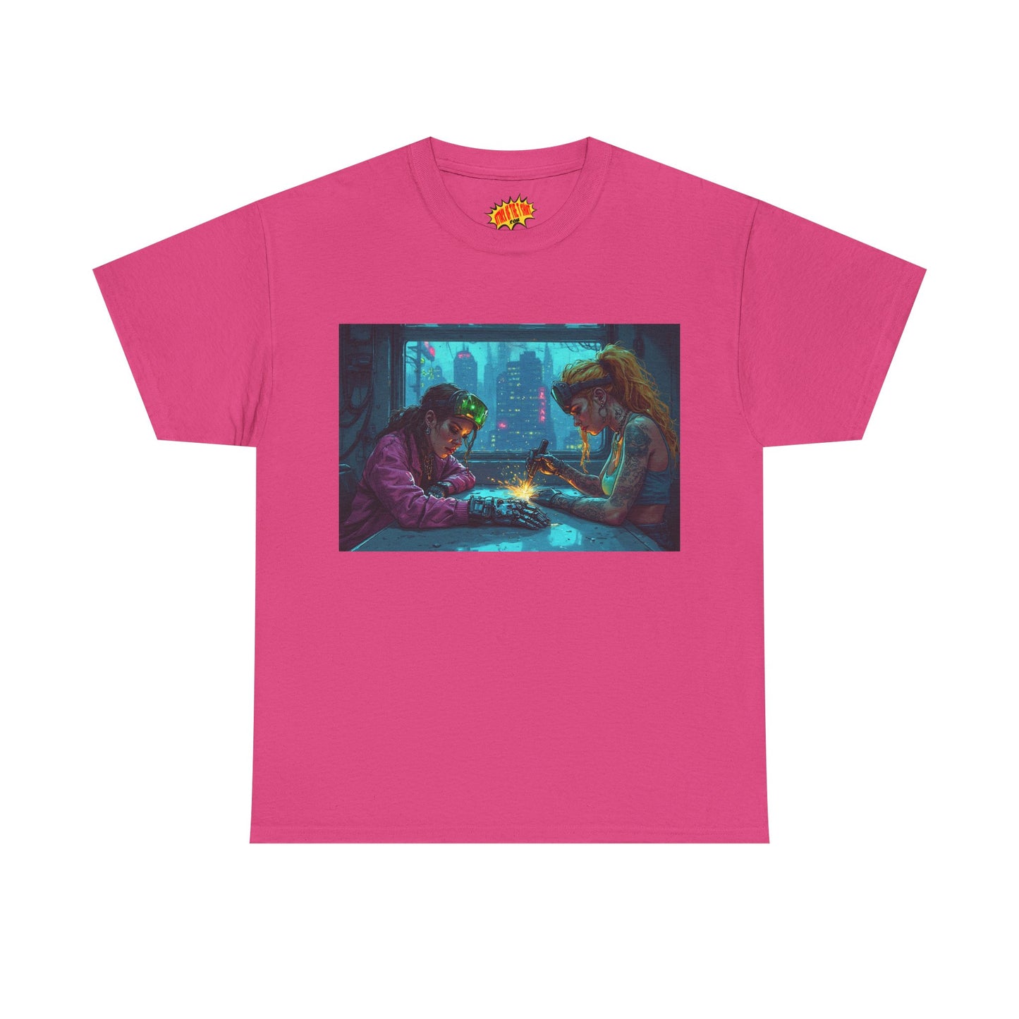 Cyberpunk Ladies Welding Scene T-Shirt *Multiple Colors*