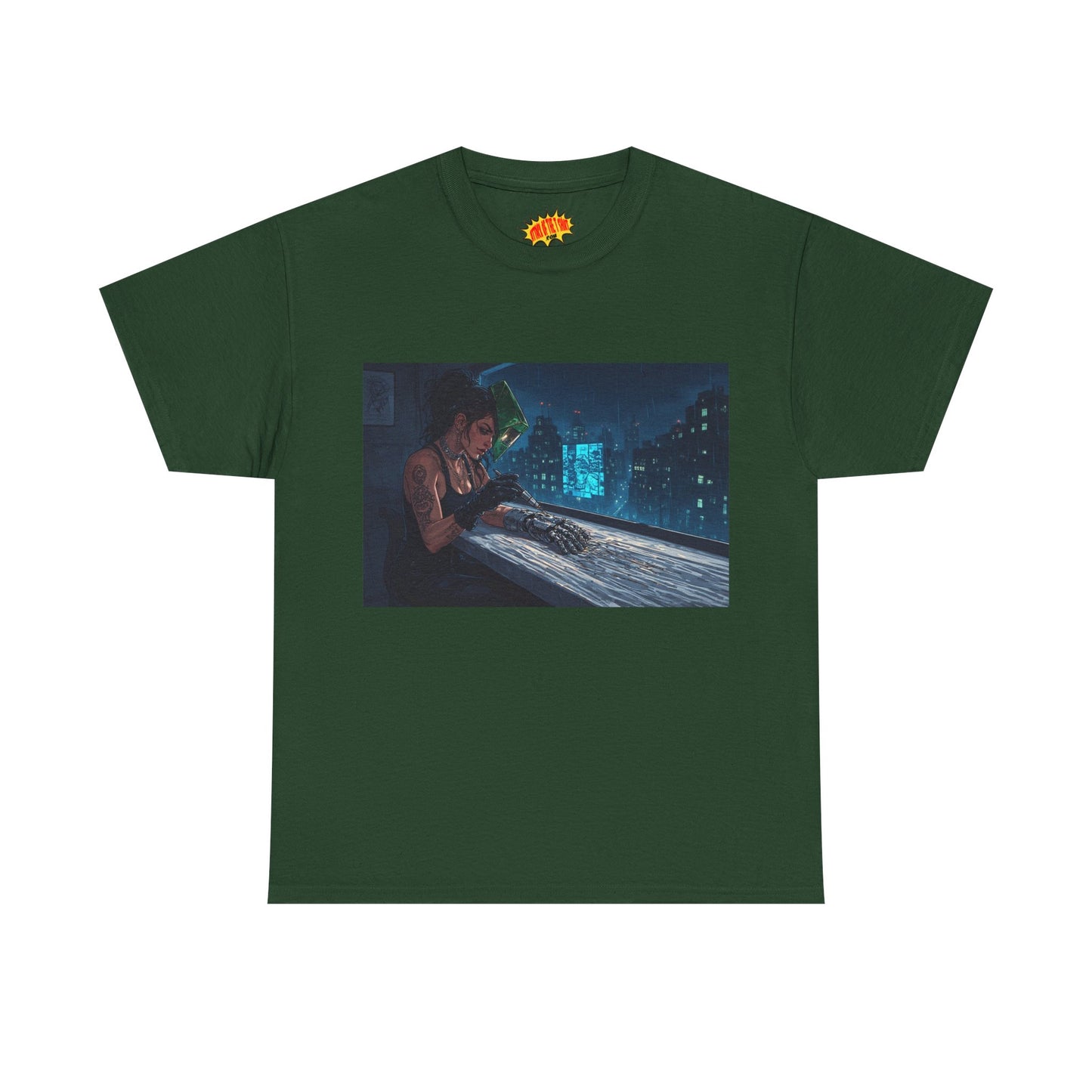 Cyberpunk Women w/Cybernetic Hand Scene T-Shirt *Multiple Colors*