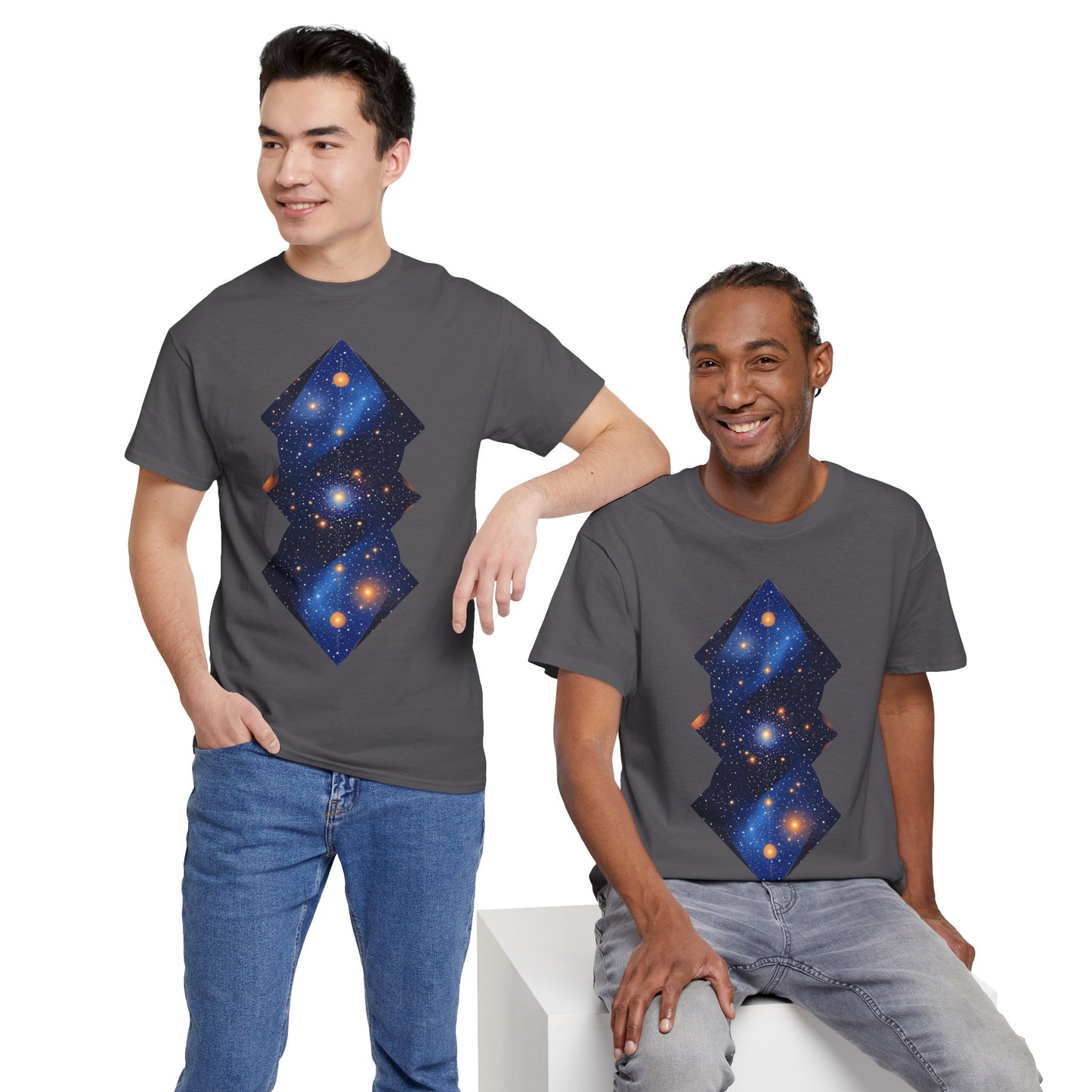 Geometric Shaped Galaxy Graphic Space Art Tee Shirt *Multiple Colors*