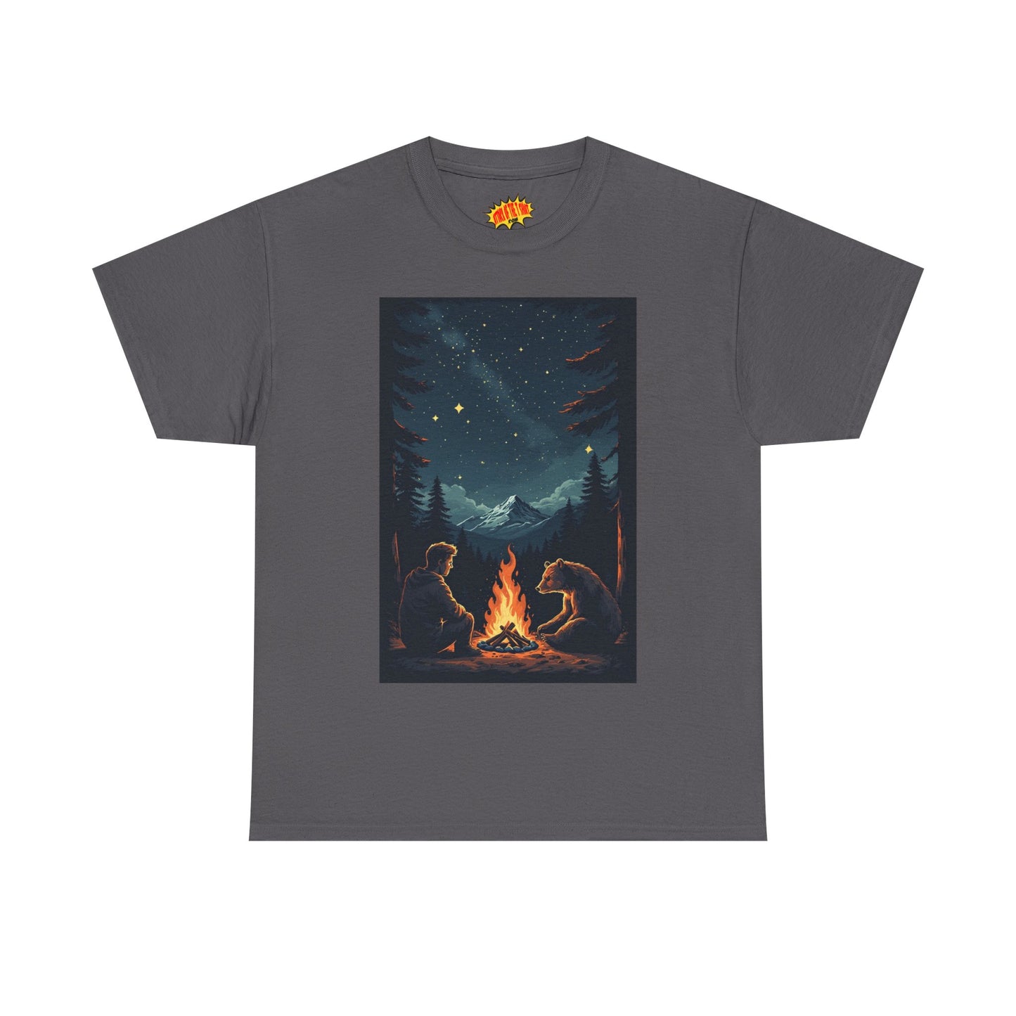 Mountain Man w/Bear Campfire Scene T-Shirt *Multiple Colors*