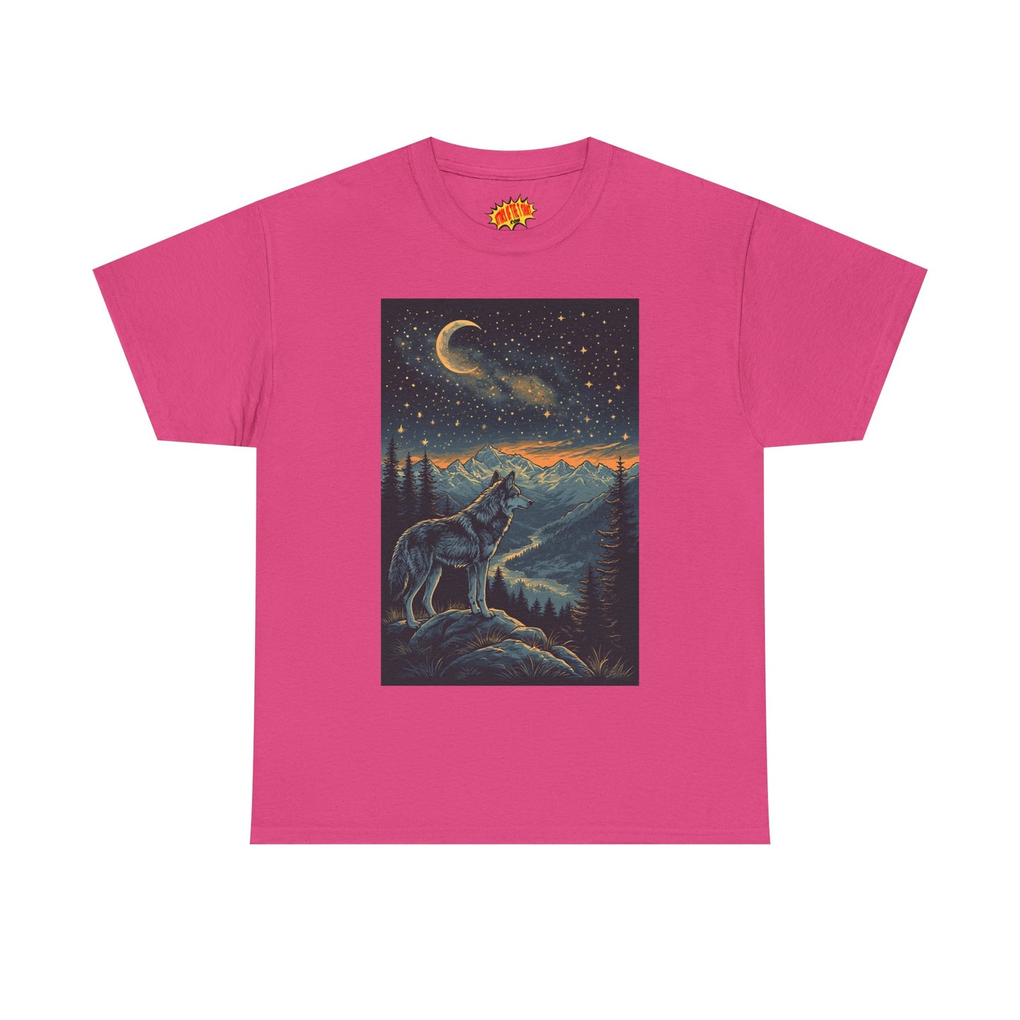 Mountain Wolf Sliver Moon Scene T-Shirt *Multiple Colors*