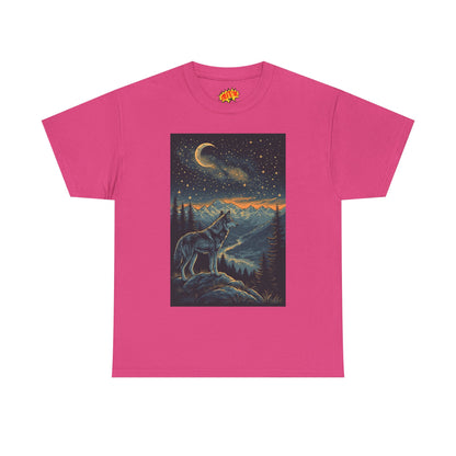 Mountain Wolf Sliver Moon Scene T-Shirt