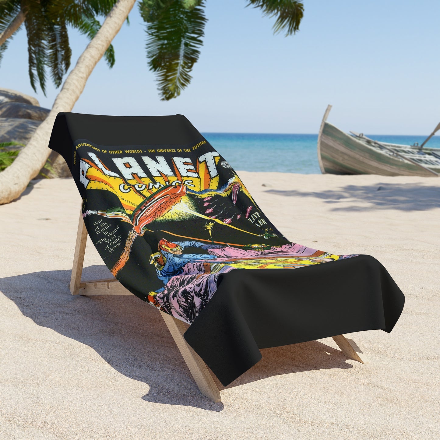 Planet Comics #3 Beach Towel Black