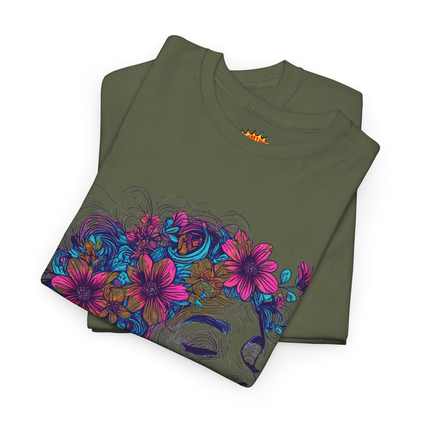 Multicolor Line Drawing Human Flower Graphic Art Tee Shirt *Multiple Colors*