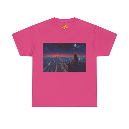 Neon City Anime Night Scene w/Cats T-Shirt