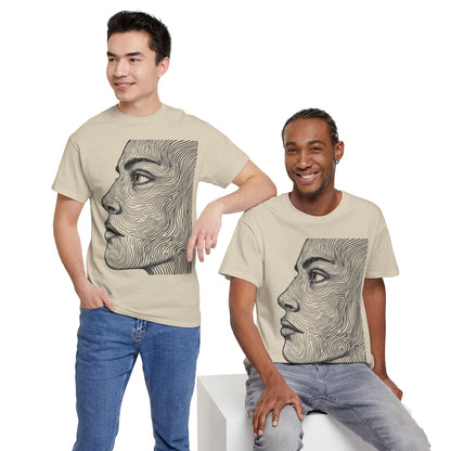 Human Face Profile Line Drawing Graphic Art Tee Shirt