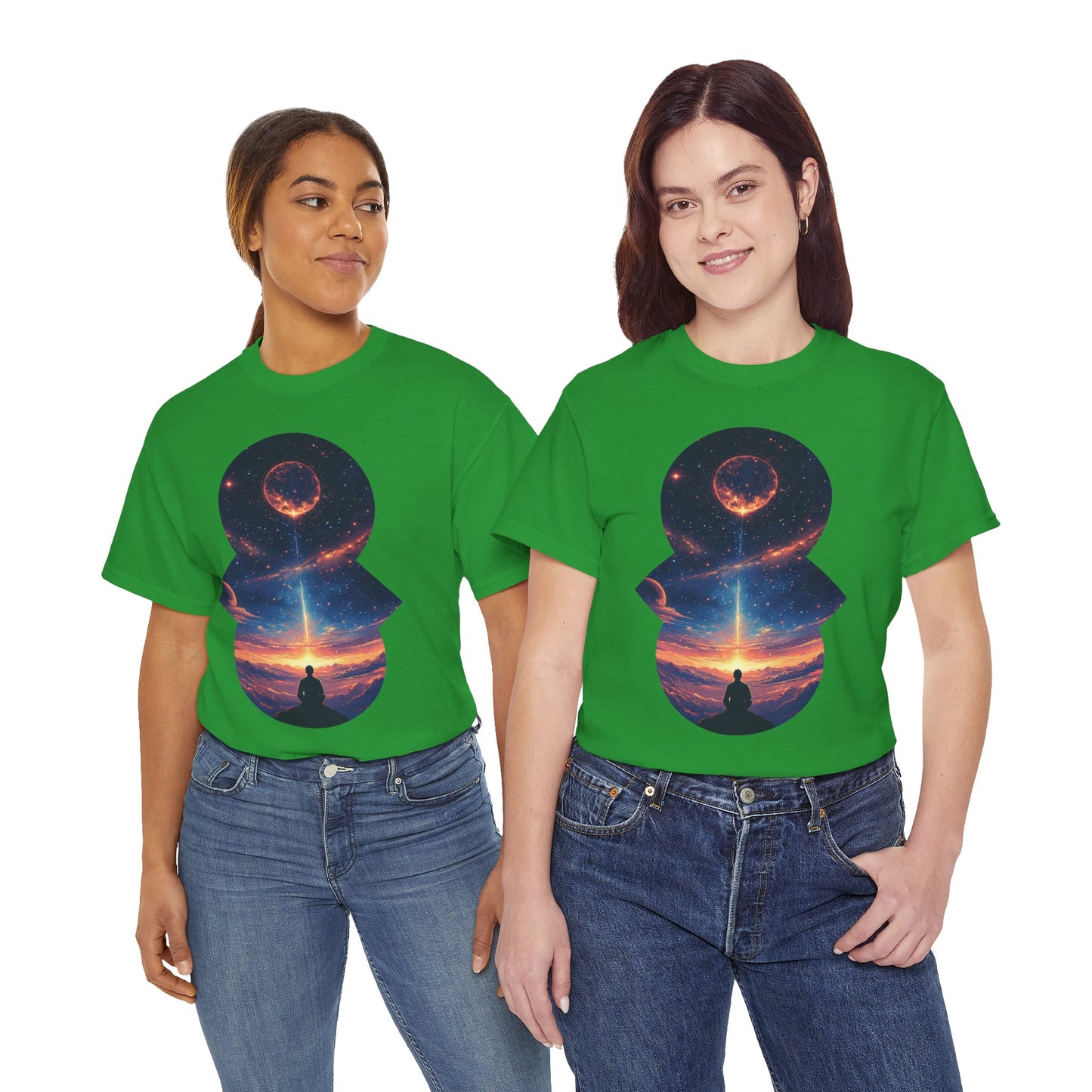 Cosmic Meditation w/Planet Space Graphic Art Tee Shirt *Multiple Colors*
