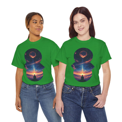 Cosmic Meditation w/Planet Space Graphic Art Tee Shirt
