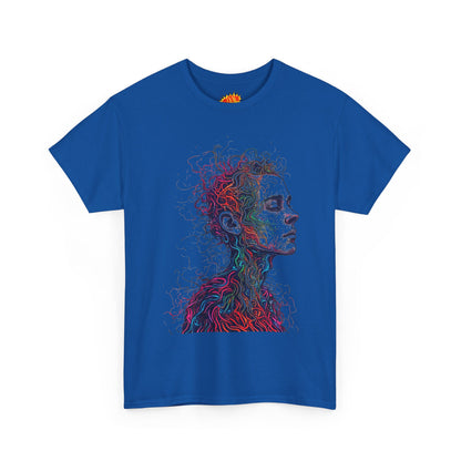 Multicolor Line Drawing Human Graphic Art Tee Shirt