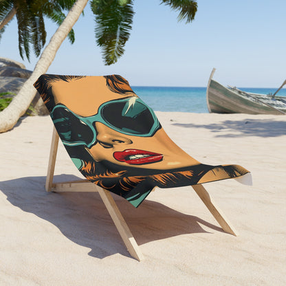 Sunglasses Model Vintage Glamour Art Beach Towel | Retro Art Print Towel 2 Sizes