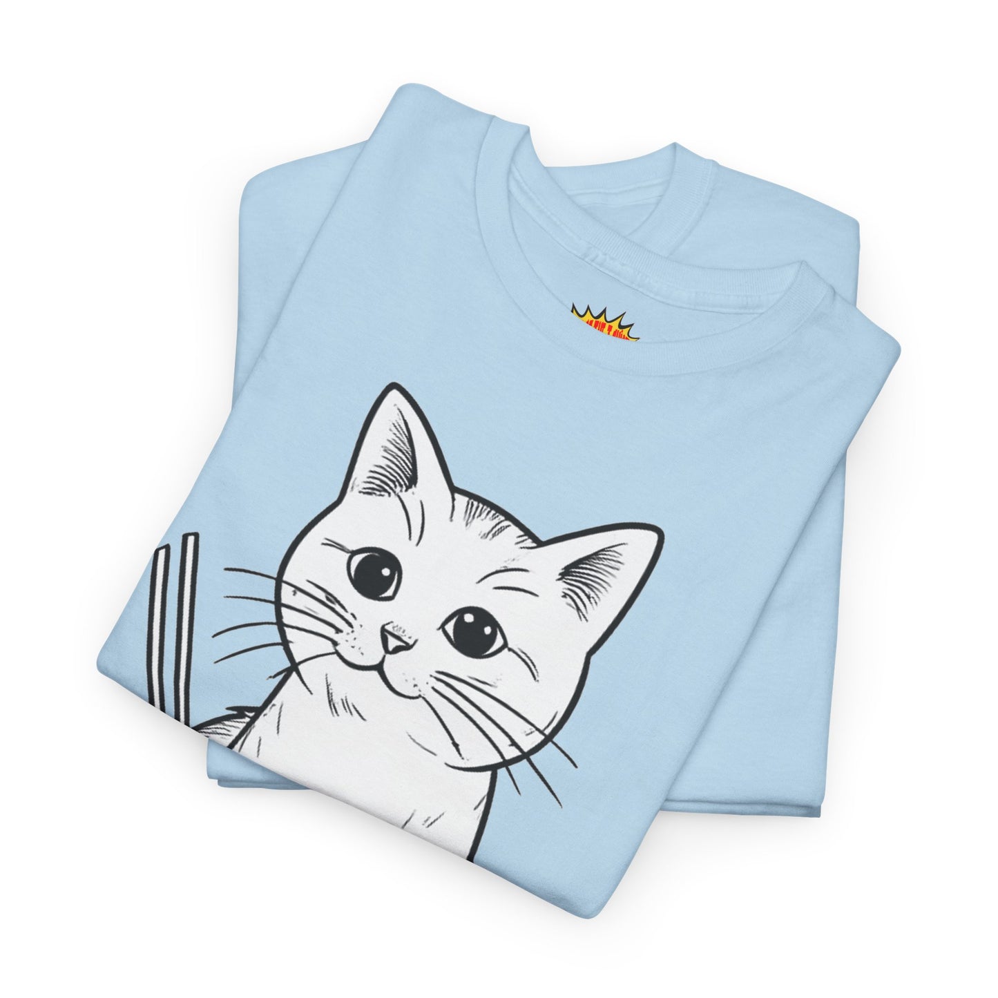 White Cat w/Yarn Ball Art Tee Shirt *Multiple Colors*
