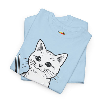 White Cat w/Yarn Ball Art Tee Shirt