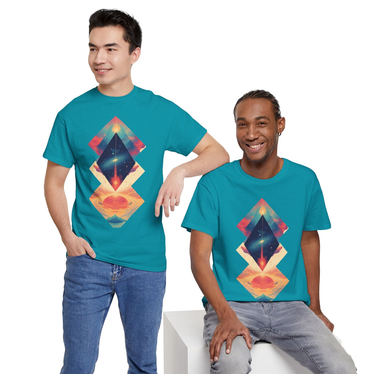 Geometric Shape Galaxy Graphic Space Art Tee Shirt *Multiple Colors*