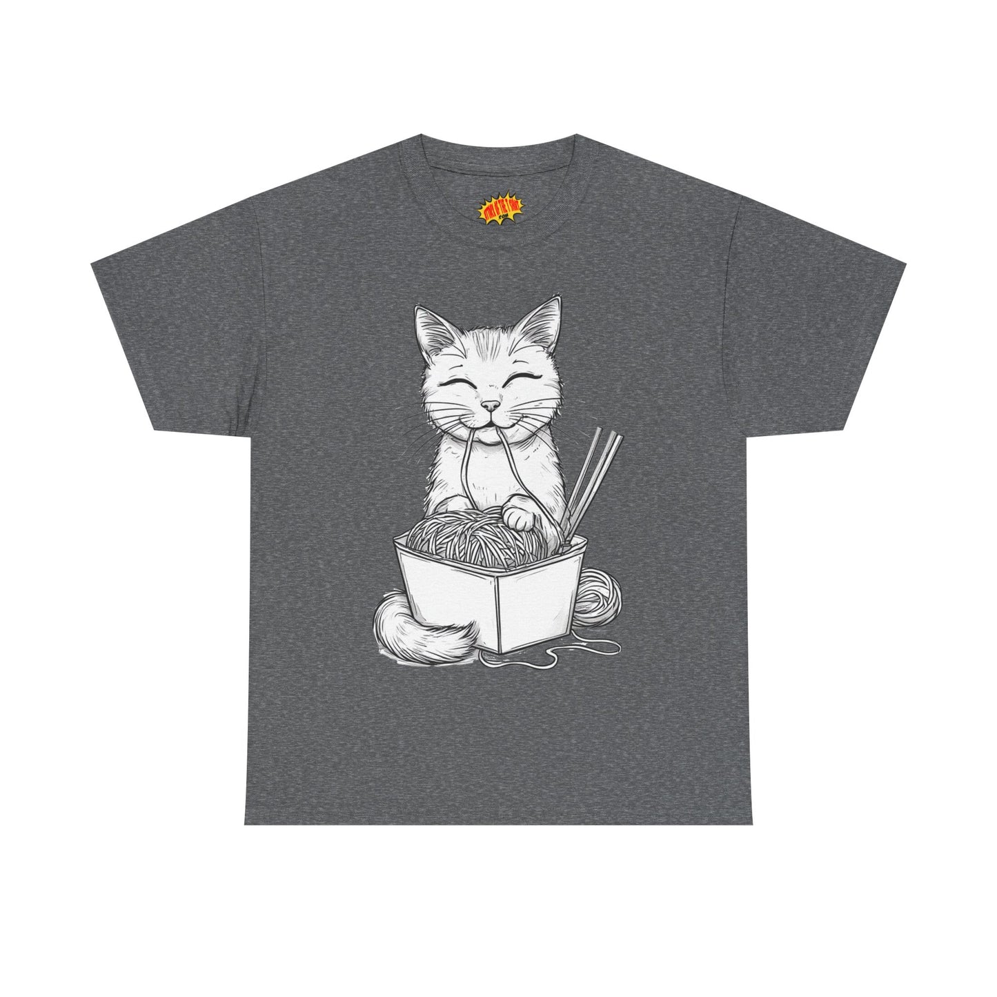 Cat w/Noodles Drawing Art Tee Shirt *Multiple Colors*