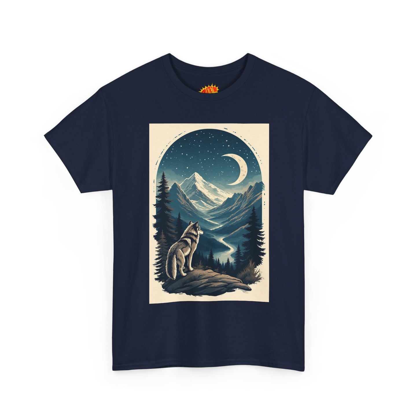 Wolf with Crescent Moon Scene T-Shirt *Multiple Colors*