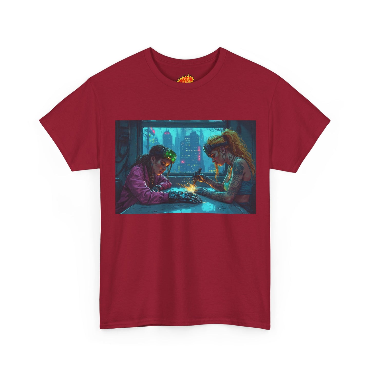 Cyberpunk Ladies Welding Scene T-Shirt *Multiple Colors*