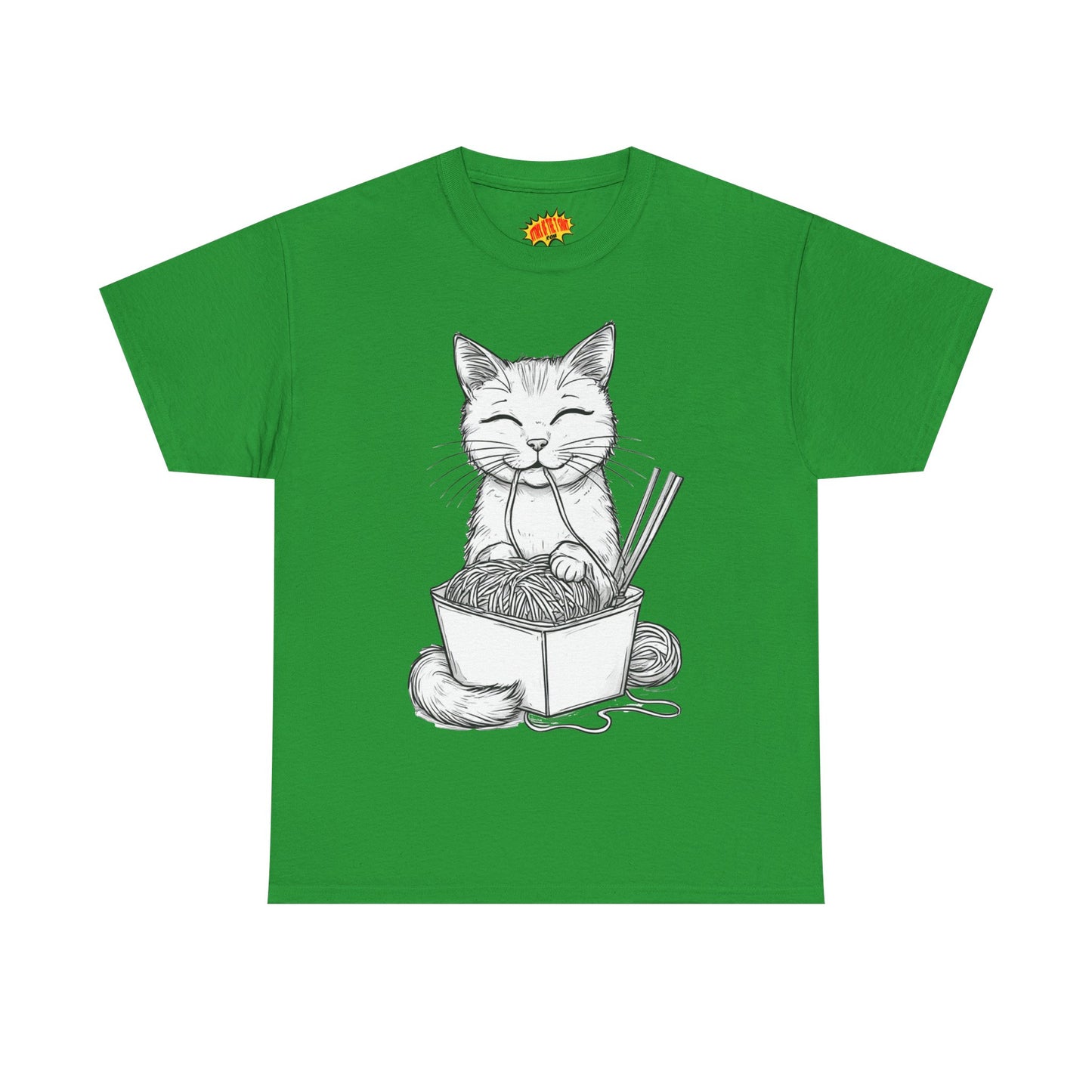 Cat w/Noodles Drawing Art Tee Shirt *Multiple Colors*