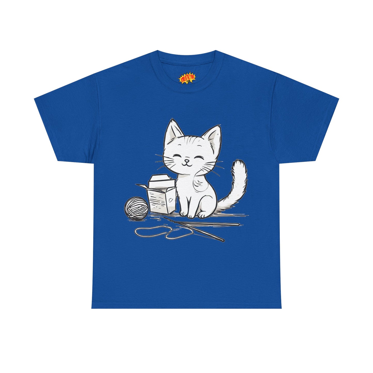 White Cat w/Takeout Yarn Art Tee Shirt *Multiple Colors*