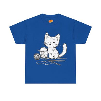 White Cat w/Takeout Yarn Art Tee Shirt