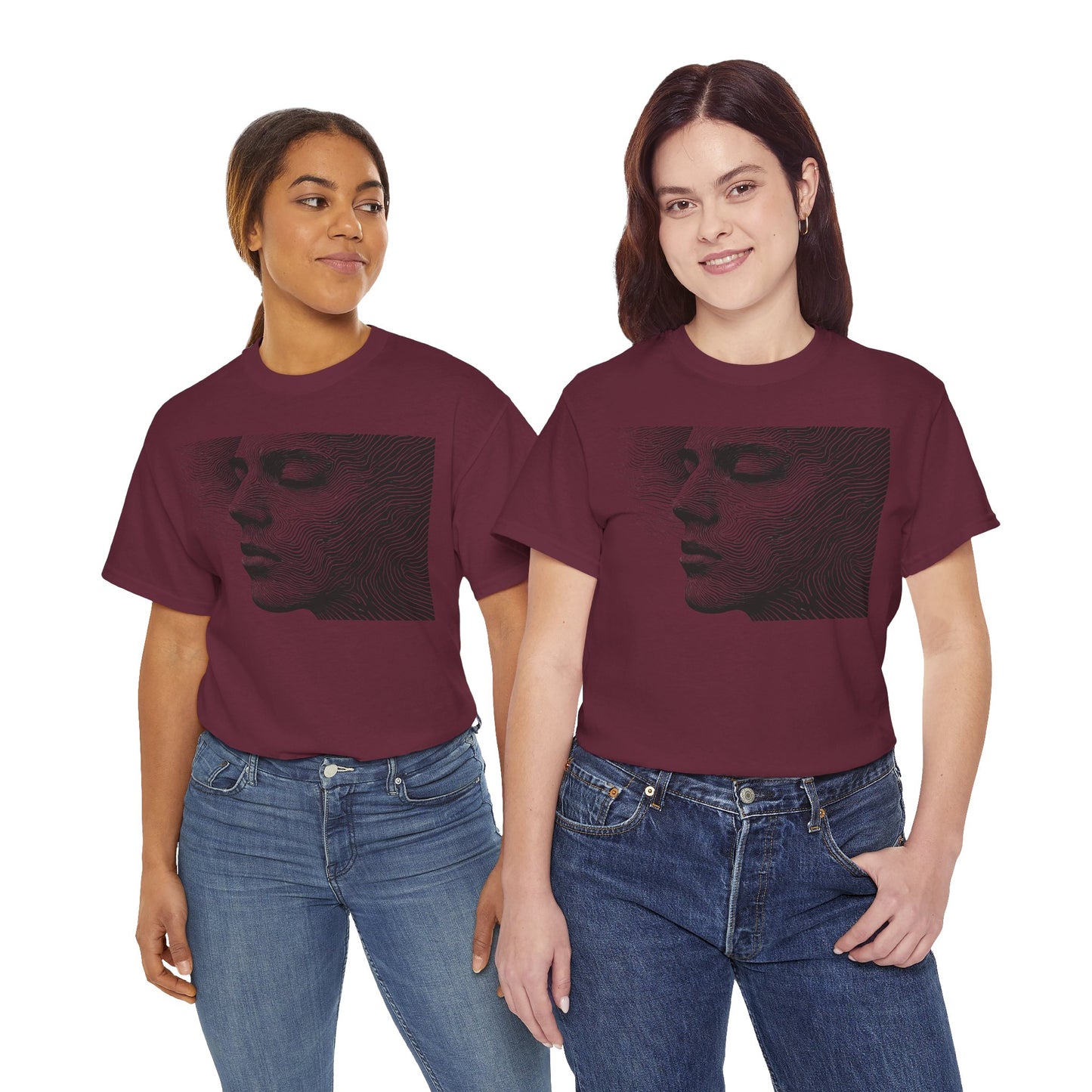 Face Line Drawing Portrait Graphic Art Tee Shirt *Multiple Colors*