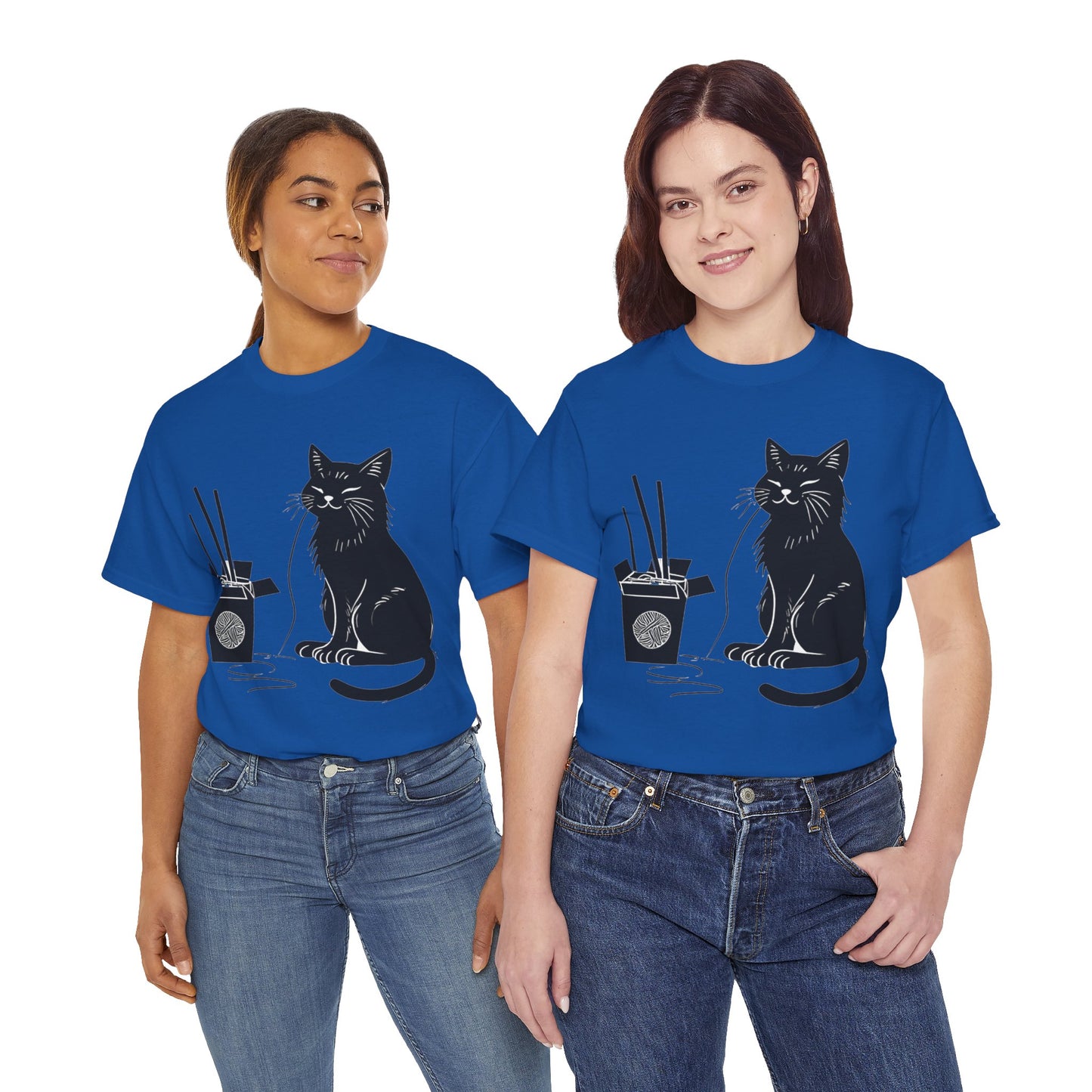 Black Cat w/Takeout Yarn Art Tee Shirt *Multiple Colors*