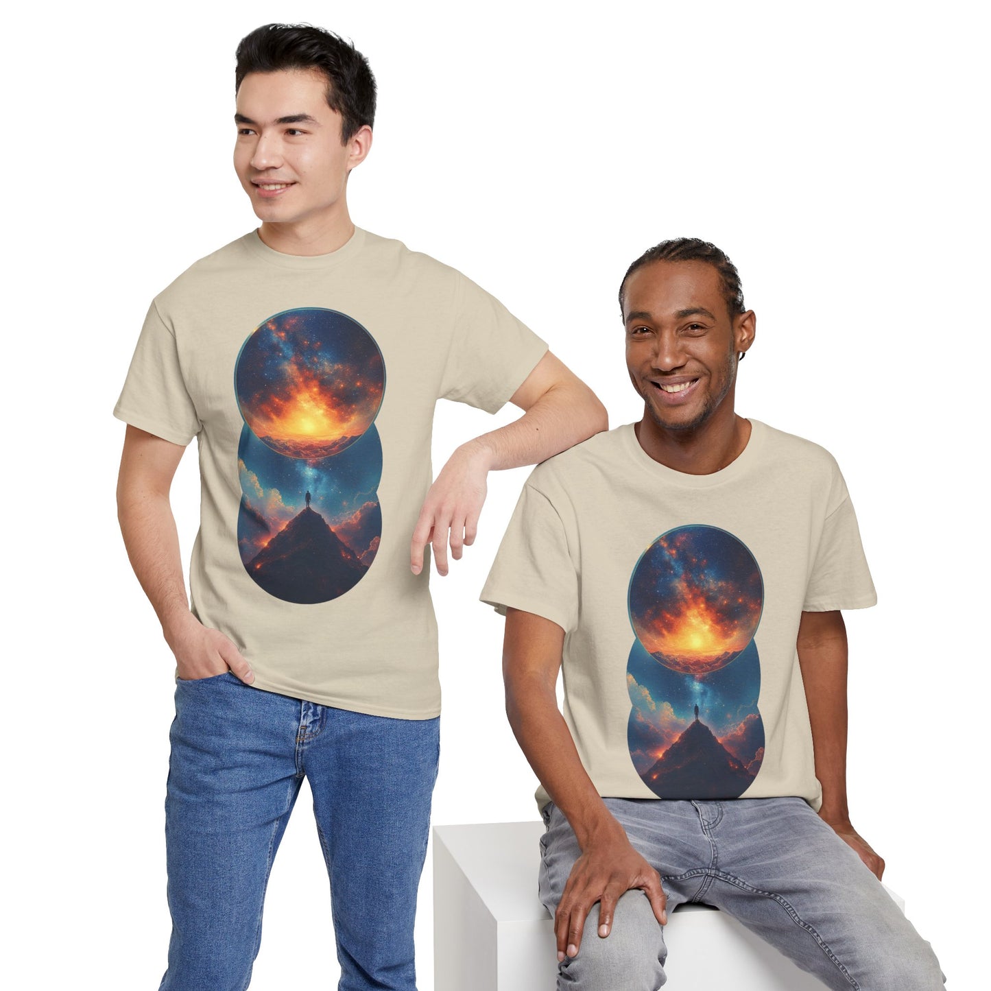 Round Cosmic Galaxy Graphic Art Tee Shirt *Multiple Colors*