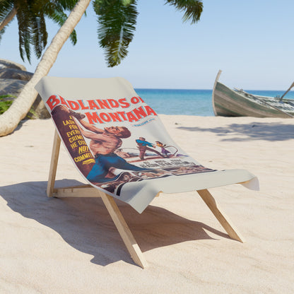 Badlands of Montana Vintage Movie Poster Beach Towel | Vintage Retro Western Art