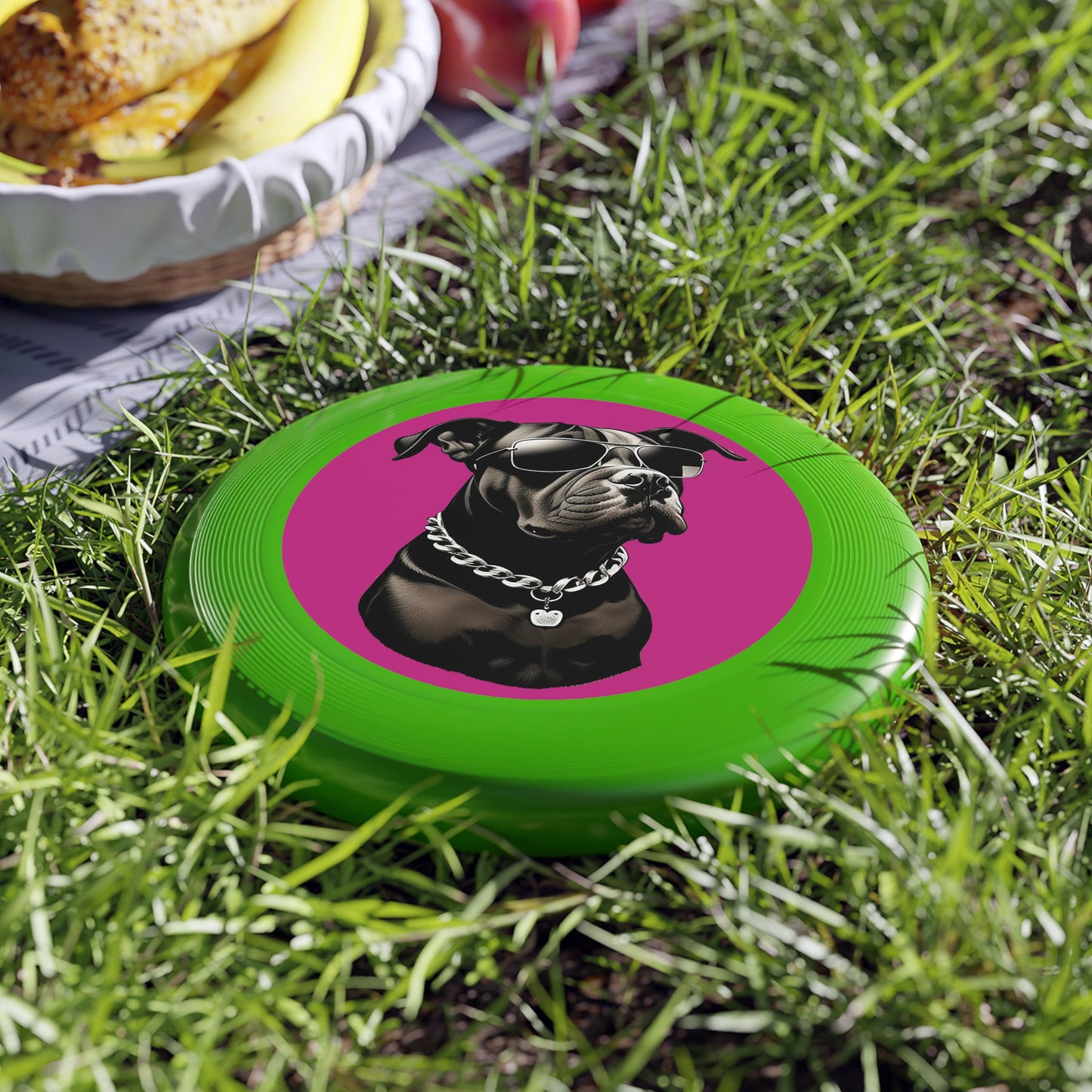 Dog with Sunglasses Frisbee